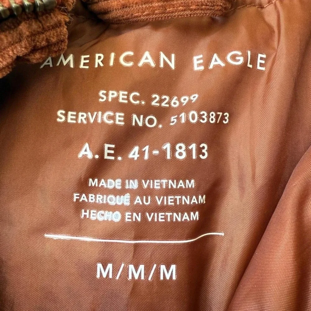 American Eagle Outfitters Corduroy Hooded Coat Brown Mens Medium Button Front - Picture 2 of 3
